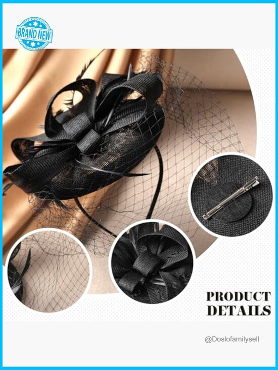 Vintage Derby Fascinator Hat with Hair Clip Retro Elegant Tea Party Headwear main image 5